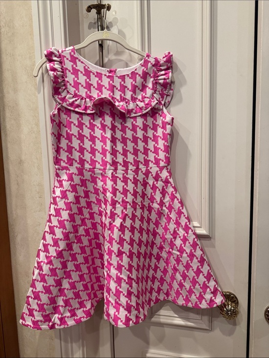 Janie and Jack Other - Janie and Jack Pink and White Houndstooth Ruffle Dress